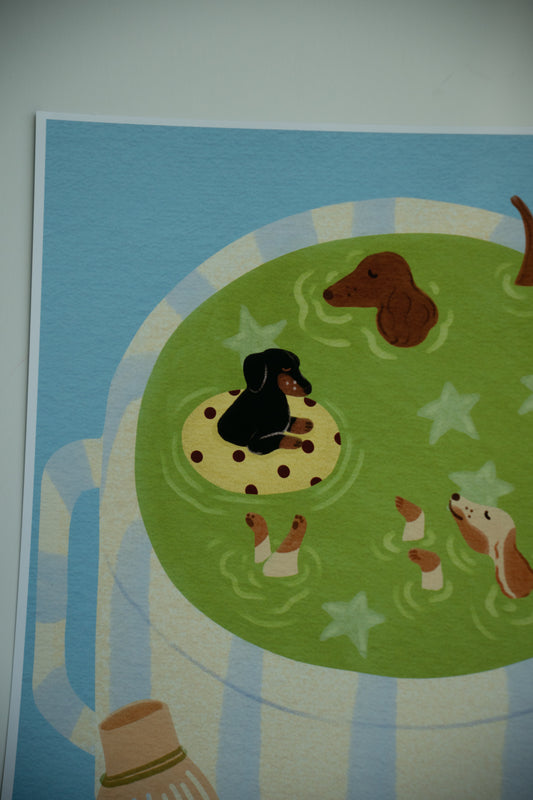 Dog & Matcha Art Print