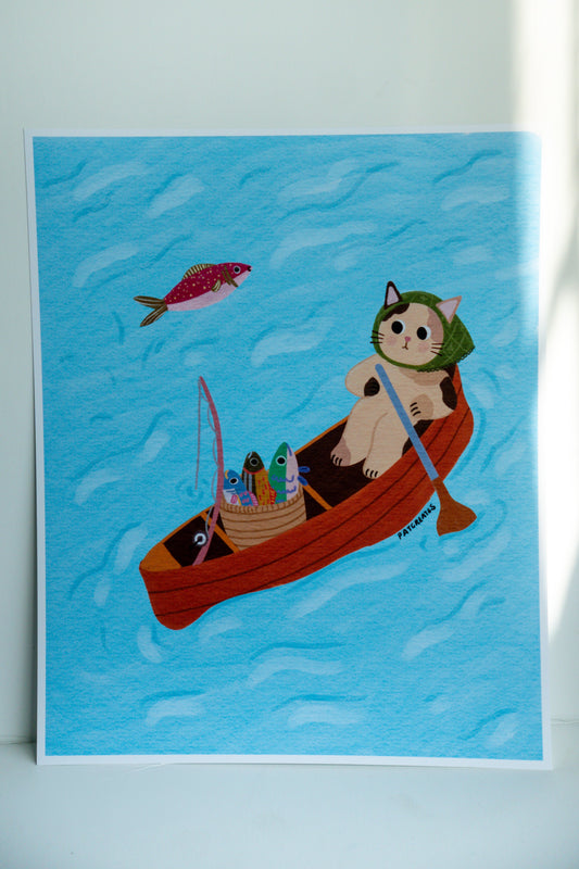Fishing Cat Art Print