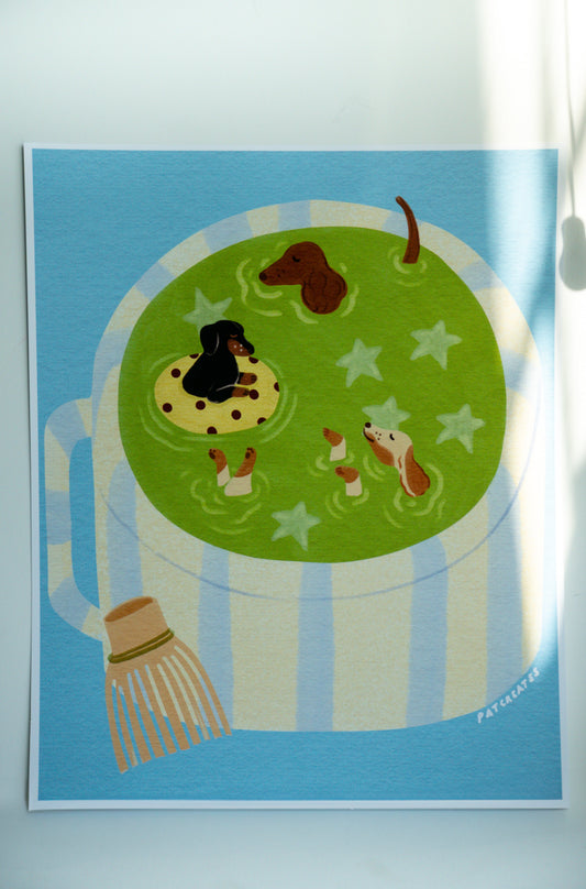 Dog & Matcha Art Print
