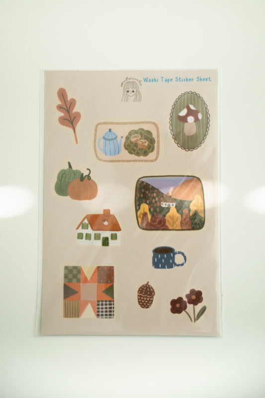 Cozy Autumn Washi Tape Sticker Sheet
